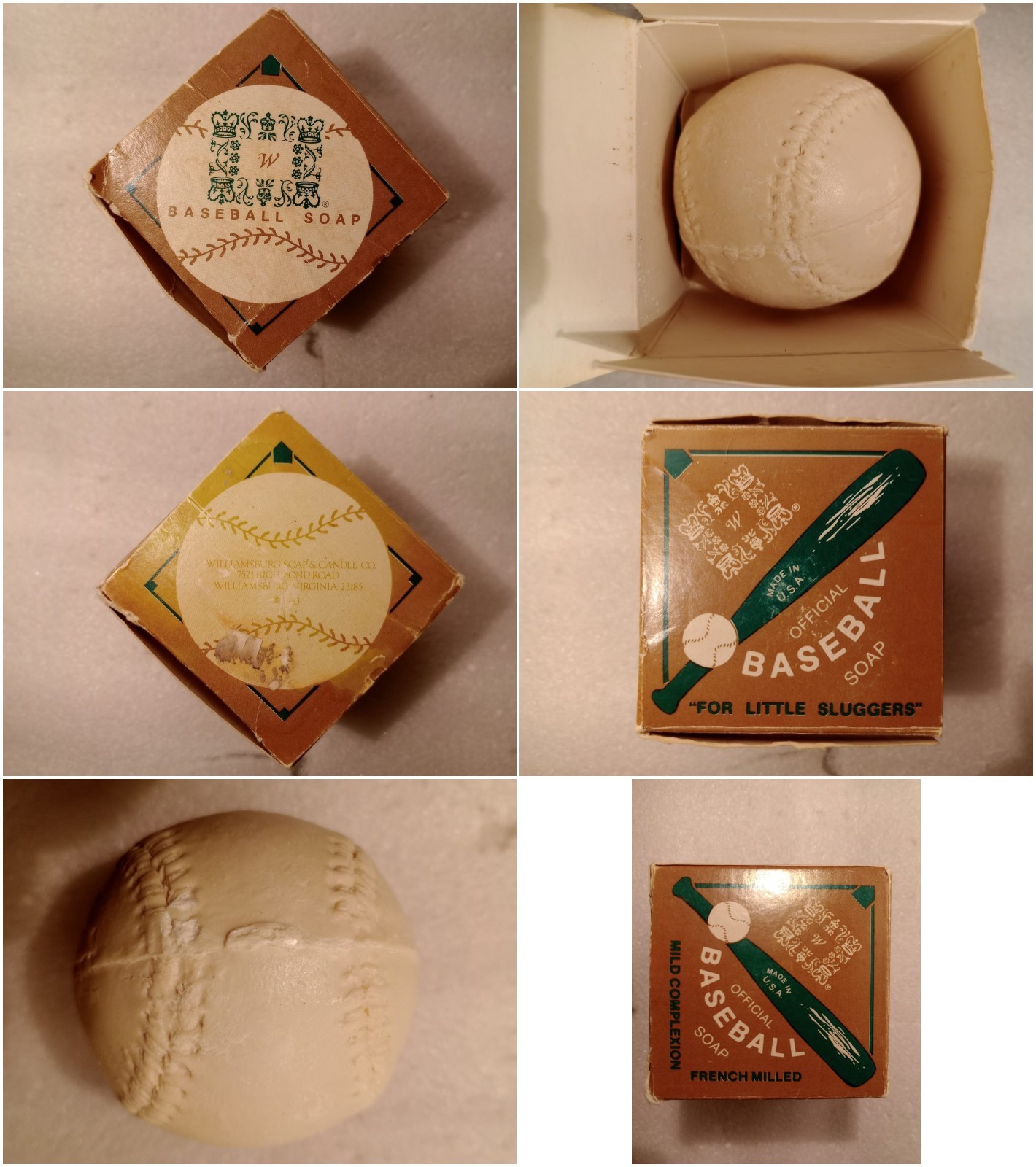 Unique NOS Vintage Mens Little Sluggers Baseball Soap French Milled Round Bar