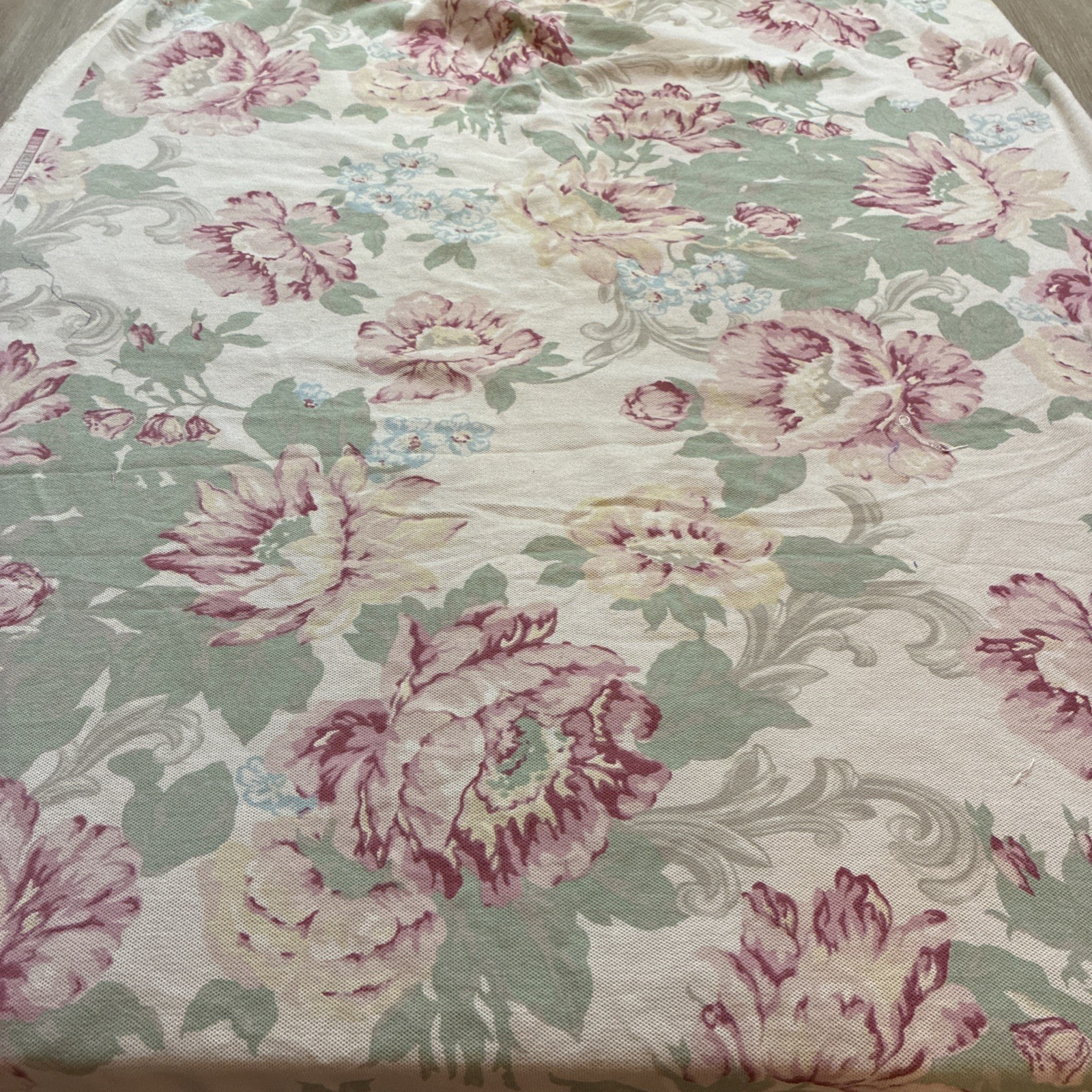 Fisher & Gentile Ltd Fabric Pique Knit Made In USA Cabbage Roses 2 Yards X 54”