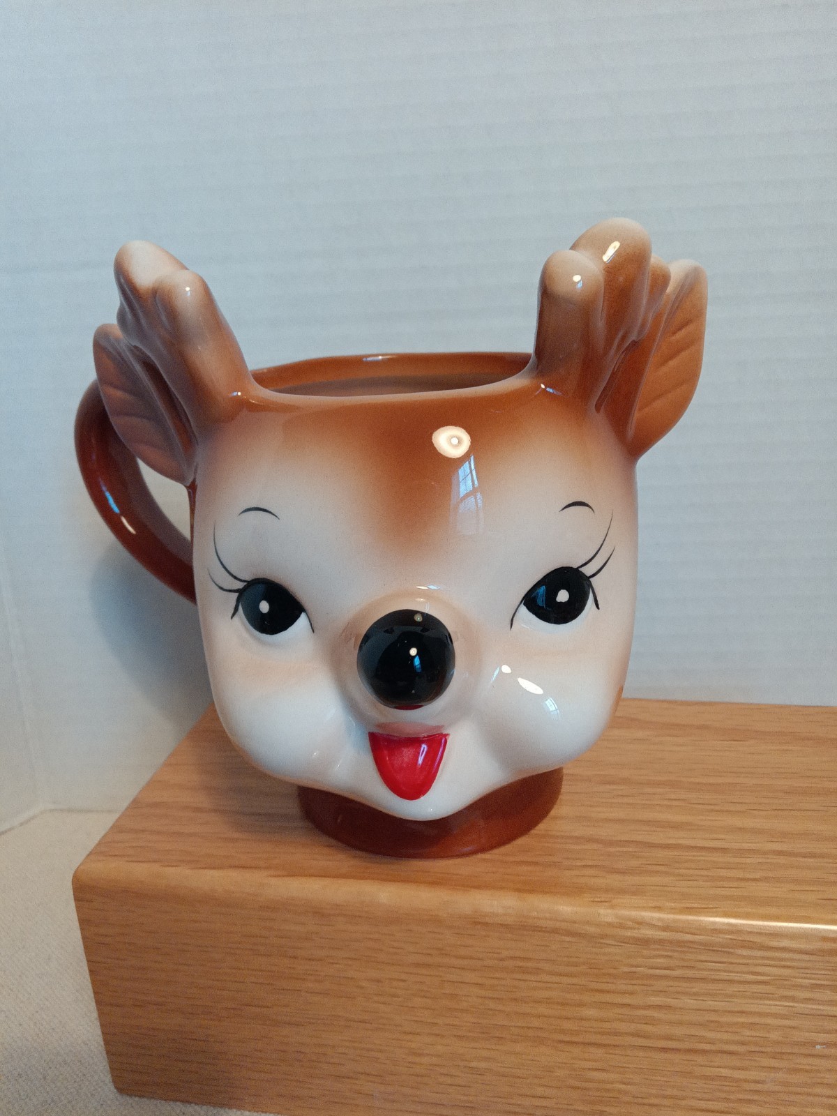 Pottery Barn CHEEKY REINDEER MUG Retro Style Christmas Ceramic Deer NEW NIB