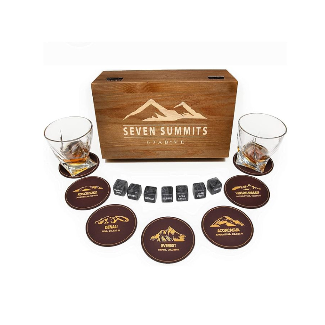 The Ultimate Whiskey Gift Set – Unique Bourbon Stones & Glasses in Luxury Wooden