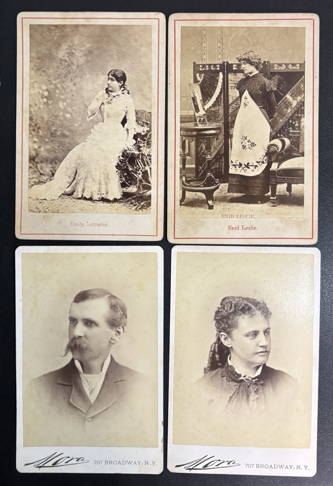 1880s THEATRE ACTORS - 4 CABINET CARD PHOTOS 2 by MORA