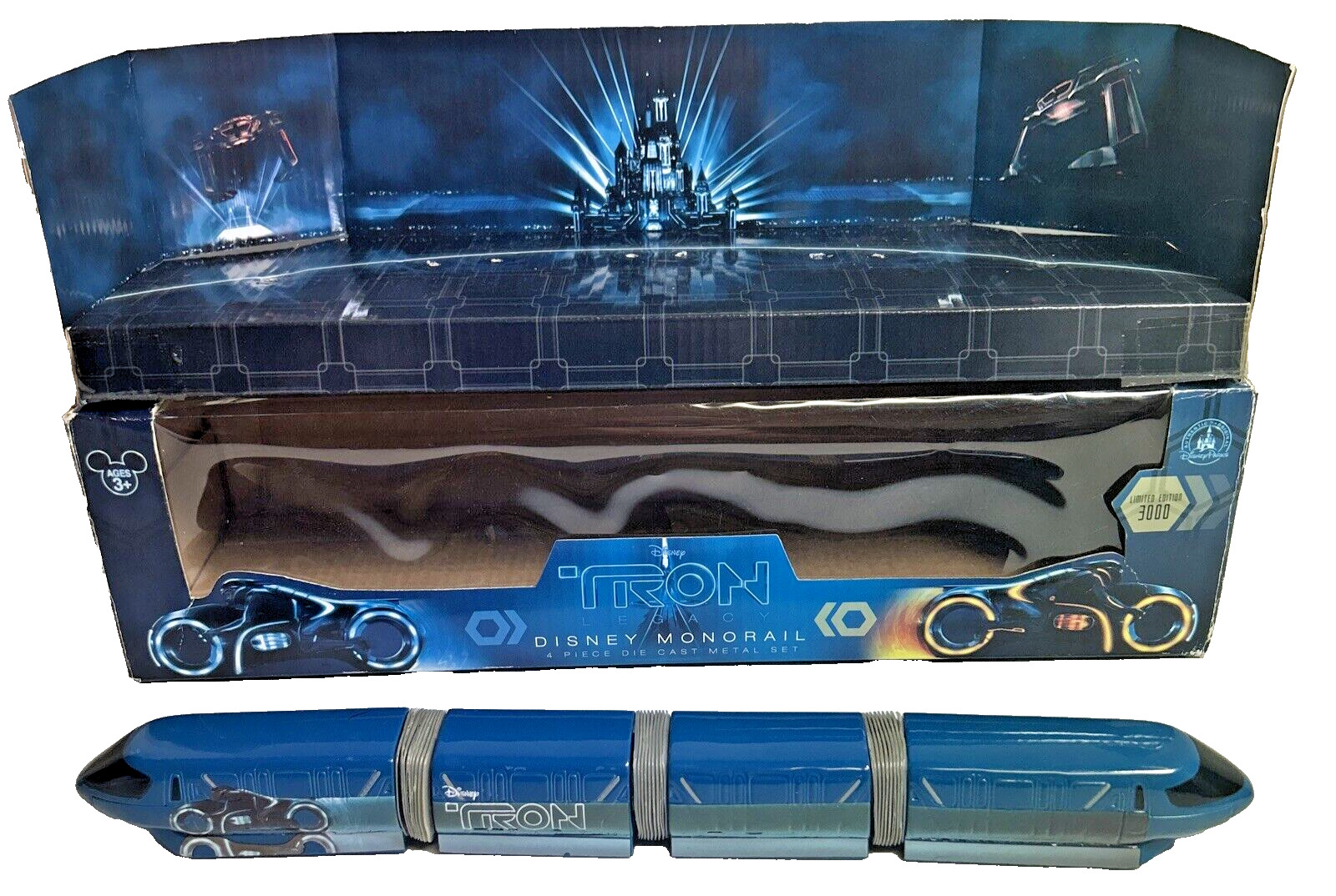 Disney's Tron Monorail Four Piece Die Cast Metal Set in opened Box Limited 3000