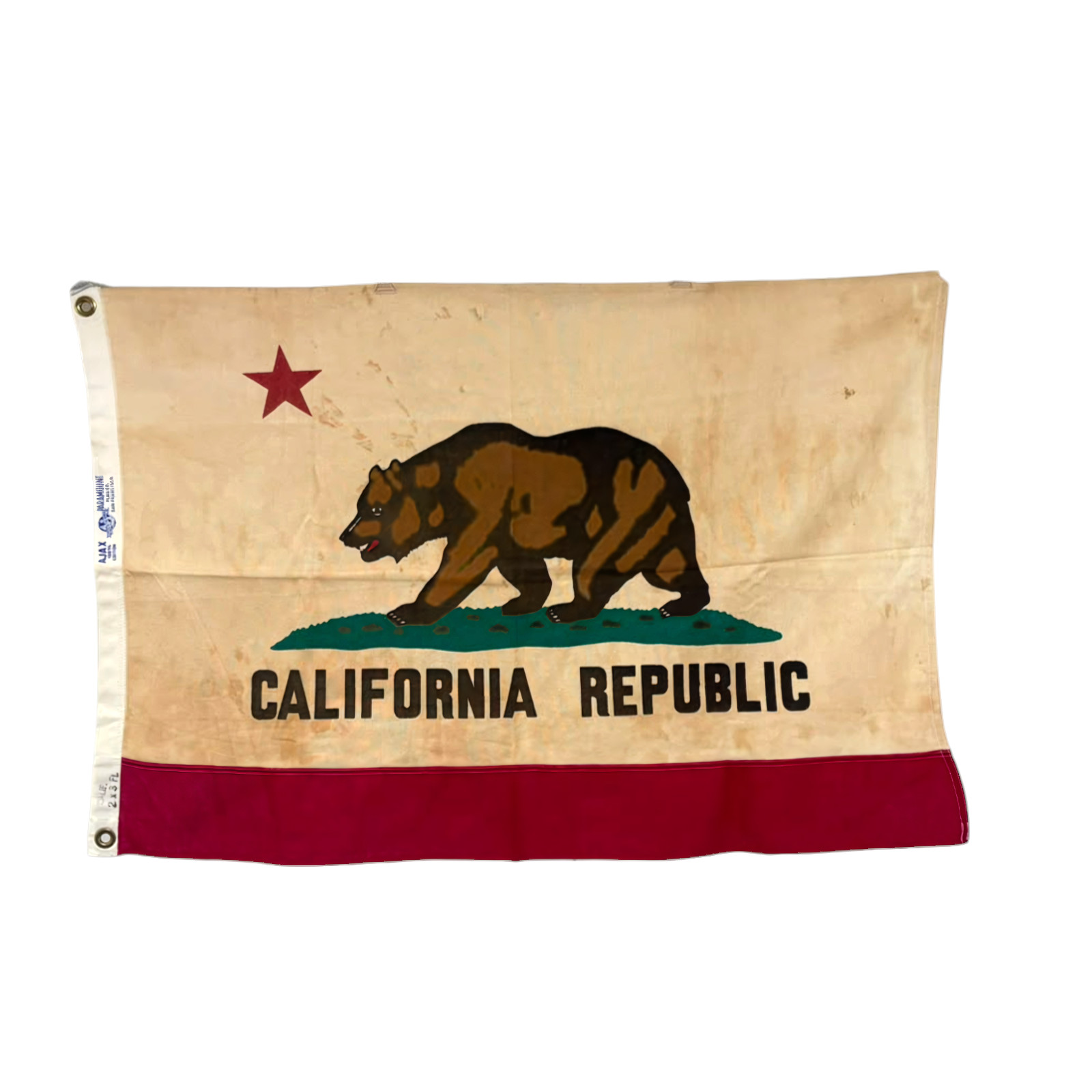 Vintage 1950s Paramount Ajax California Republic Flag Cotton 2 x 3 San Francisco