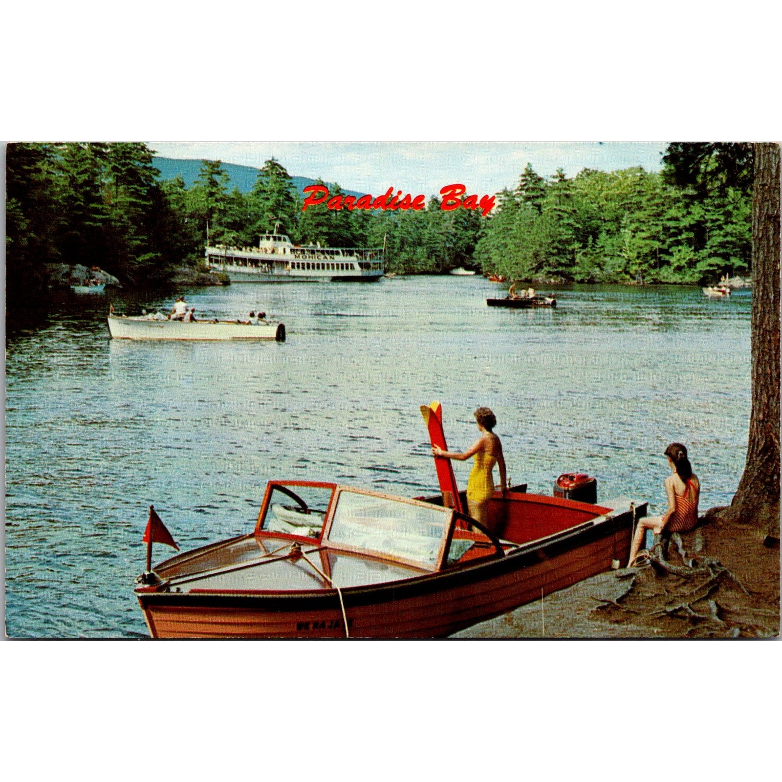 Paradise Bay On Lake George NY The MV Mohican Cruise Vintage Postcard SP9-6