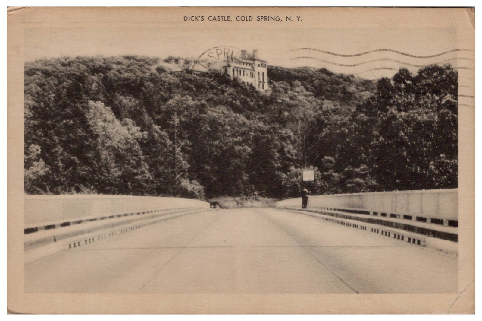 Dick's Castle Cold Spring NY View from Bridge Vtg New York Postcard 1943