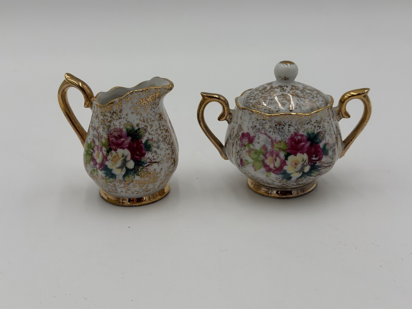 VINTAGE UCAGCO CERAMIC SUGAR BOWL AND CREAM PITCHER SET JAPAN