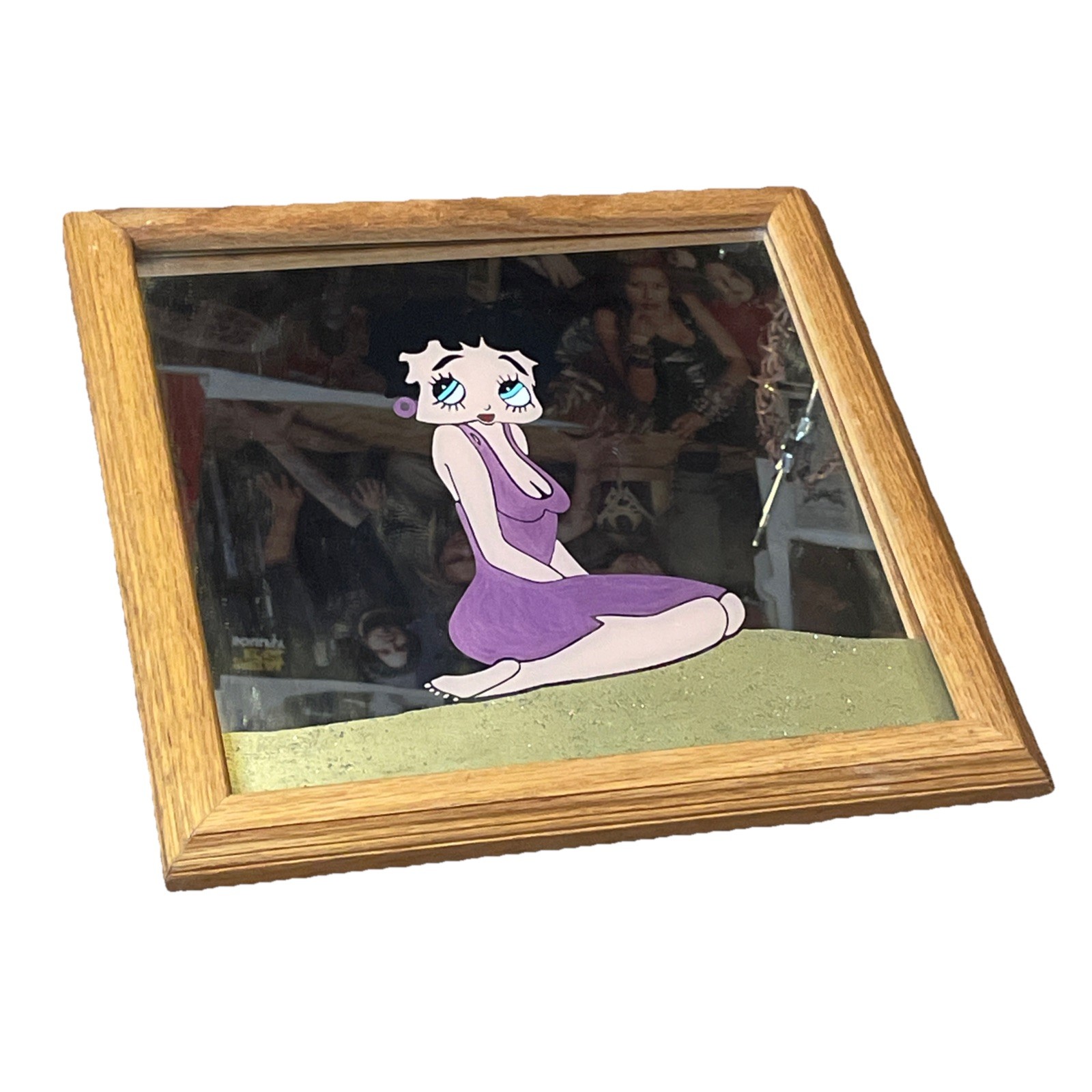 Vintage Framed Betty Boop Reverse Glass Painting 1960s? 70? Unique Piece Rare