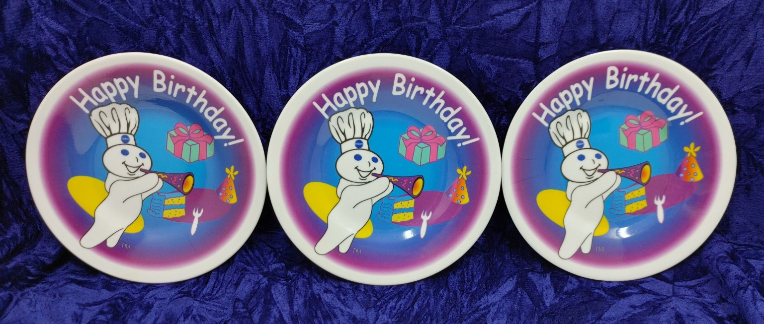 3 Vintage Pillsbury Doughboy Birthday Cake Plates \