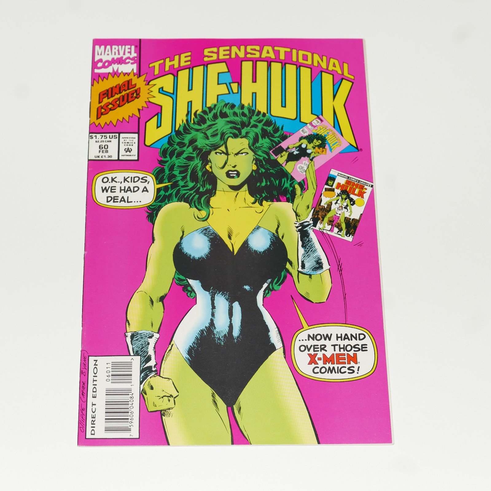 The Sensational She Hulk 60 Final Issue 1990 key low print run X-MEN Cover Joke