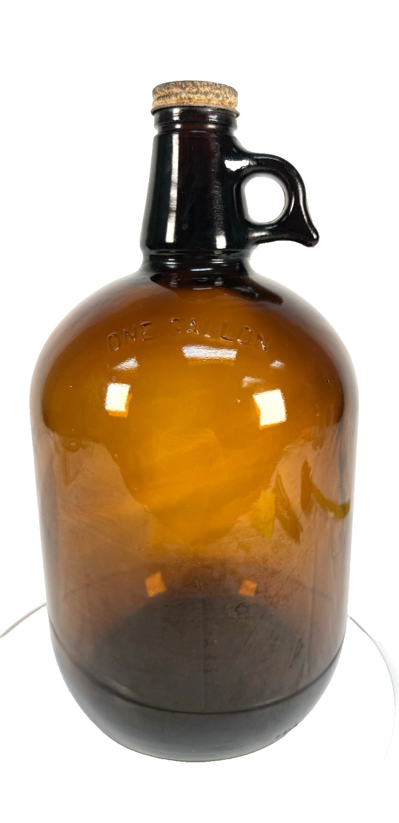 1976 Owens Illinois Amber Glass One Gallon Jug Spurred Handle Bicentennial Era