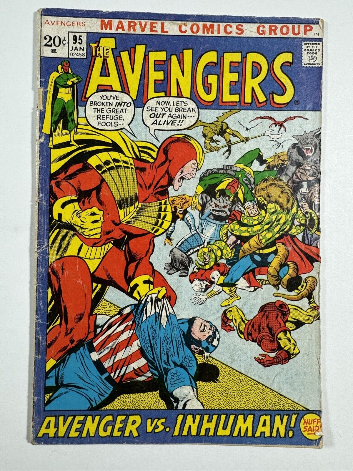 AVENGERS #95 : Something Inhuman This Way Comes... 1972 Marvel Comics