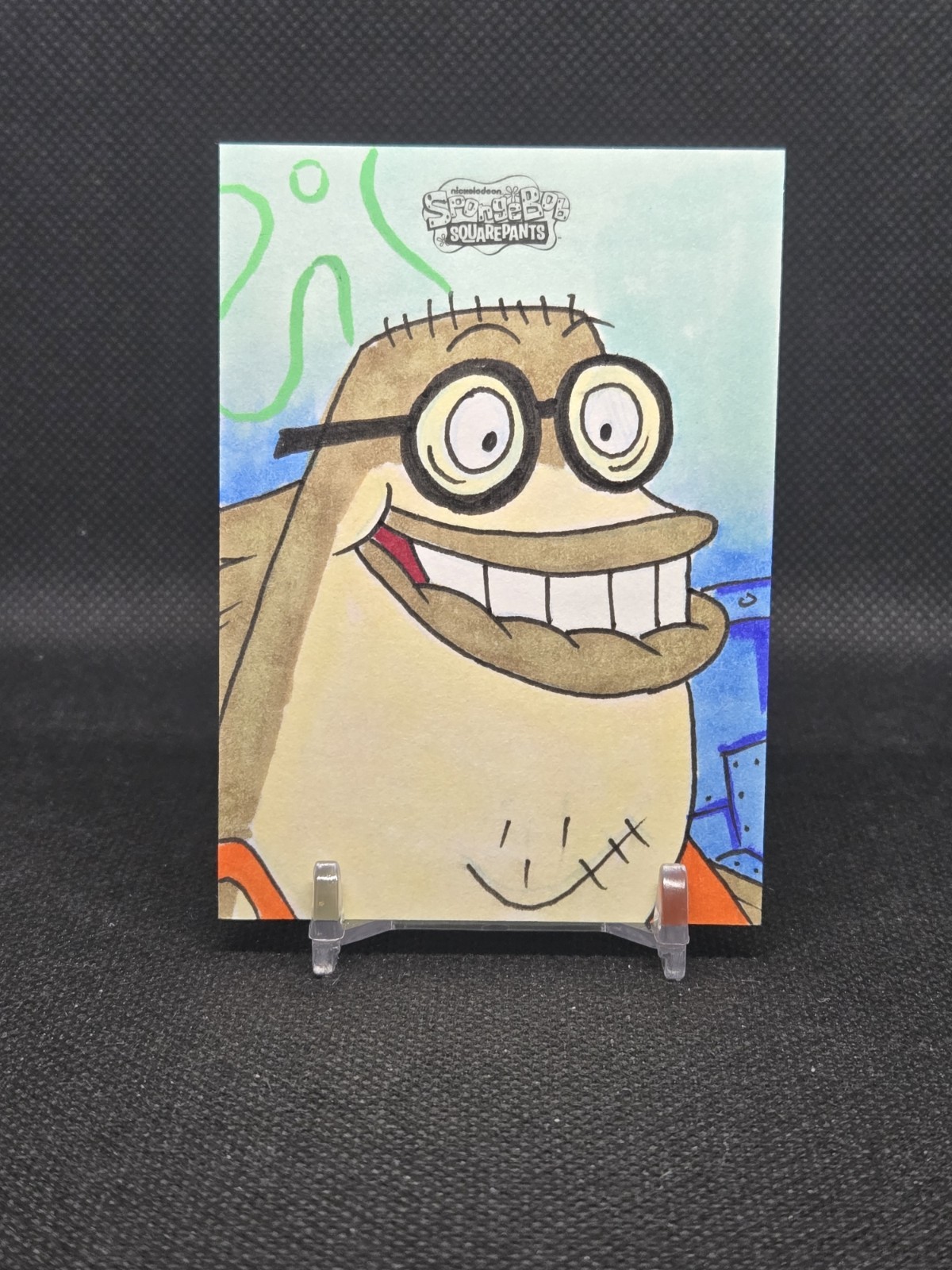 2025 Topps Chrome Spongebob Squarepants Bubble Bass Sketch Card 1/1