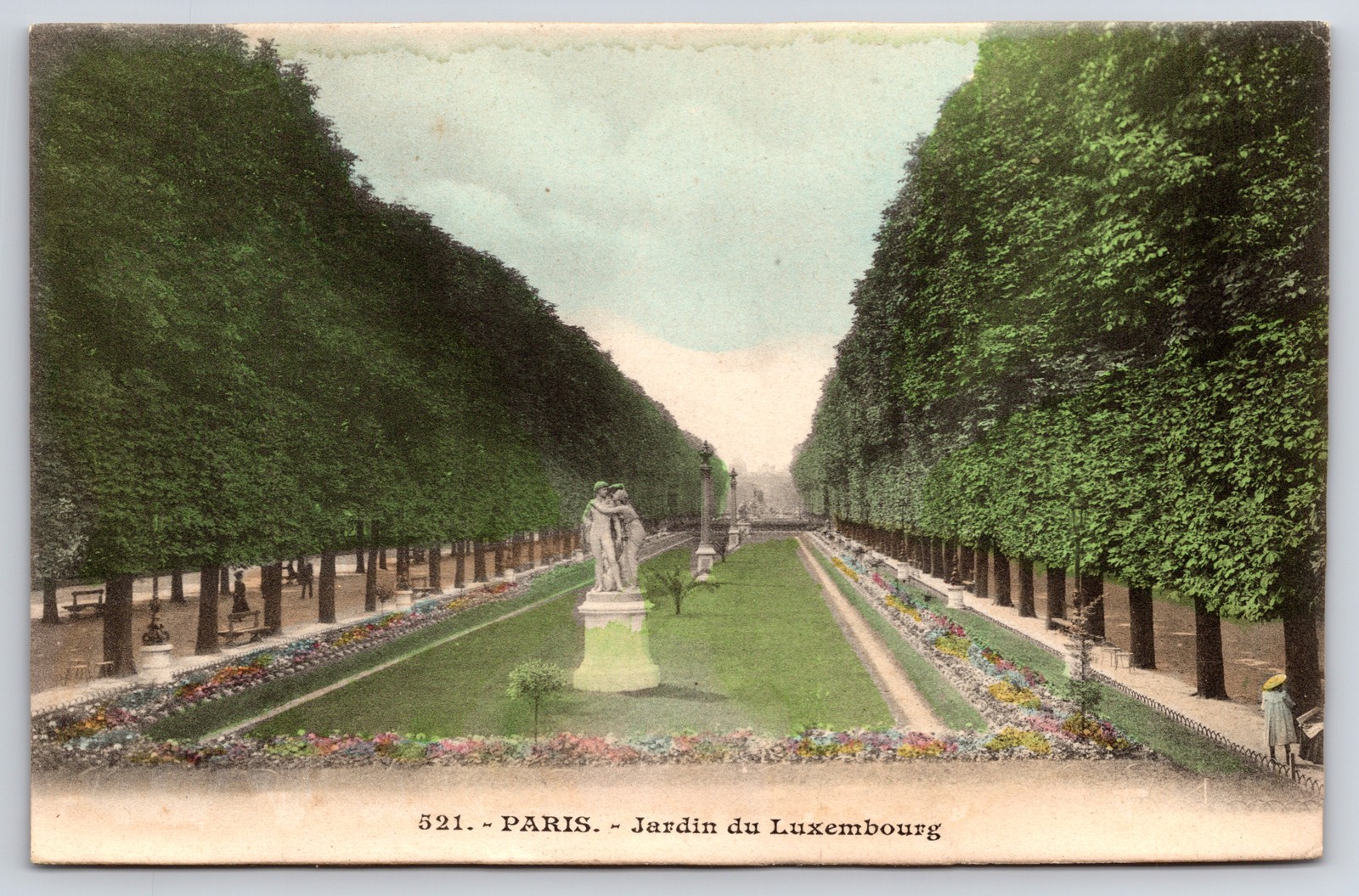 c1910 Paris Jardin du Luxembourg Gardens Statues Color Postcard 521 France