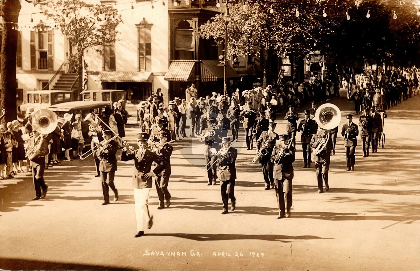 Marching Band Parade Savannah GA Georgia1929 RPPC Photo Postcard COPY