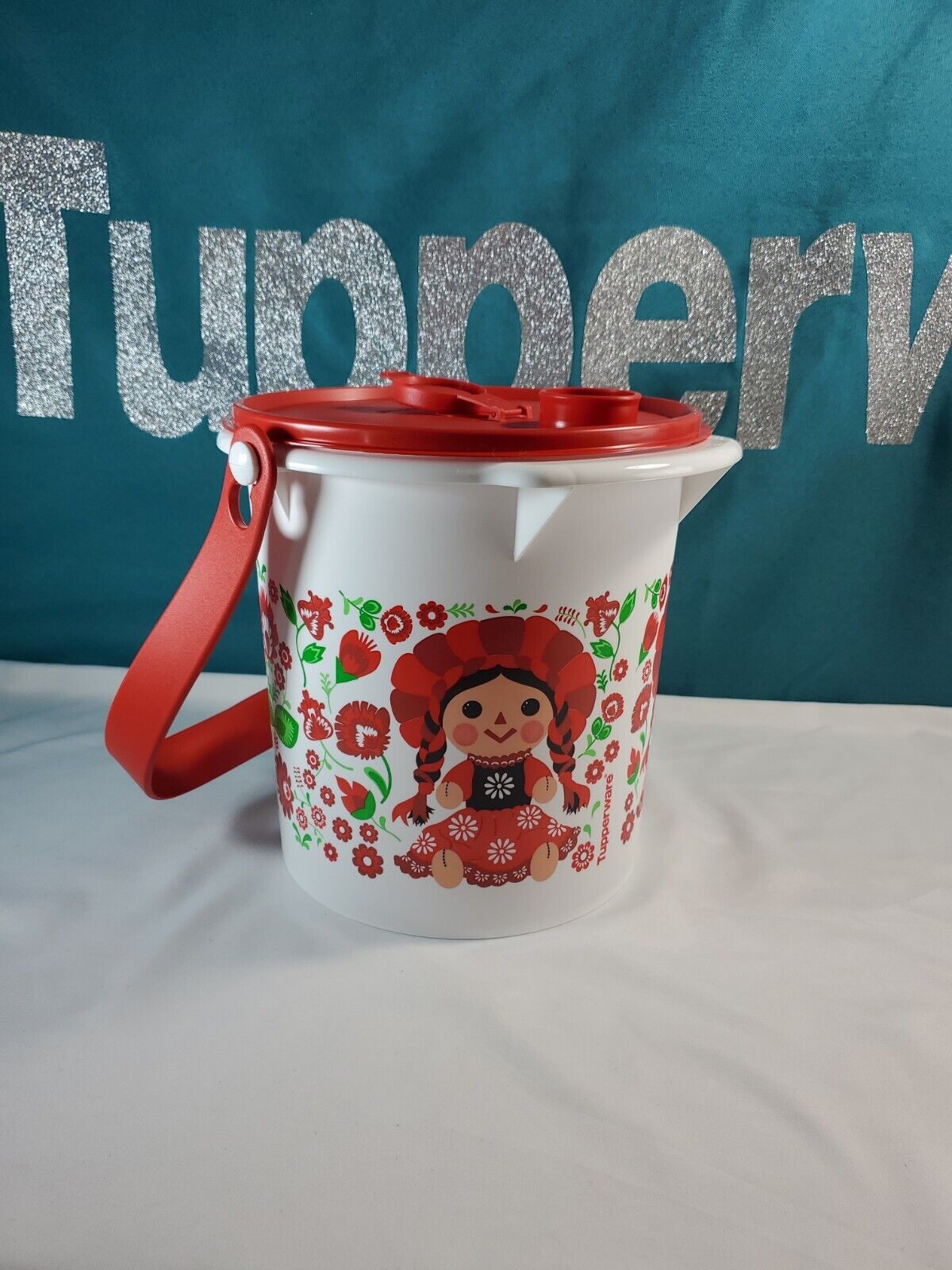 Tupperware Round Bucket Jug Container 5L / 5.2qt / 1.3gal Red Maria Doll Sale