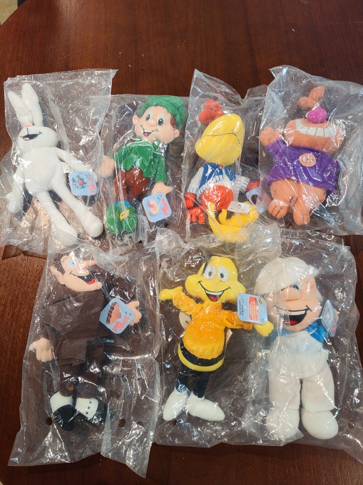 NWT VTG Complete Set of 7 General Mills Breakfast Babies 1997 Bean Plush Mascot