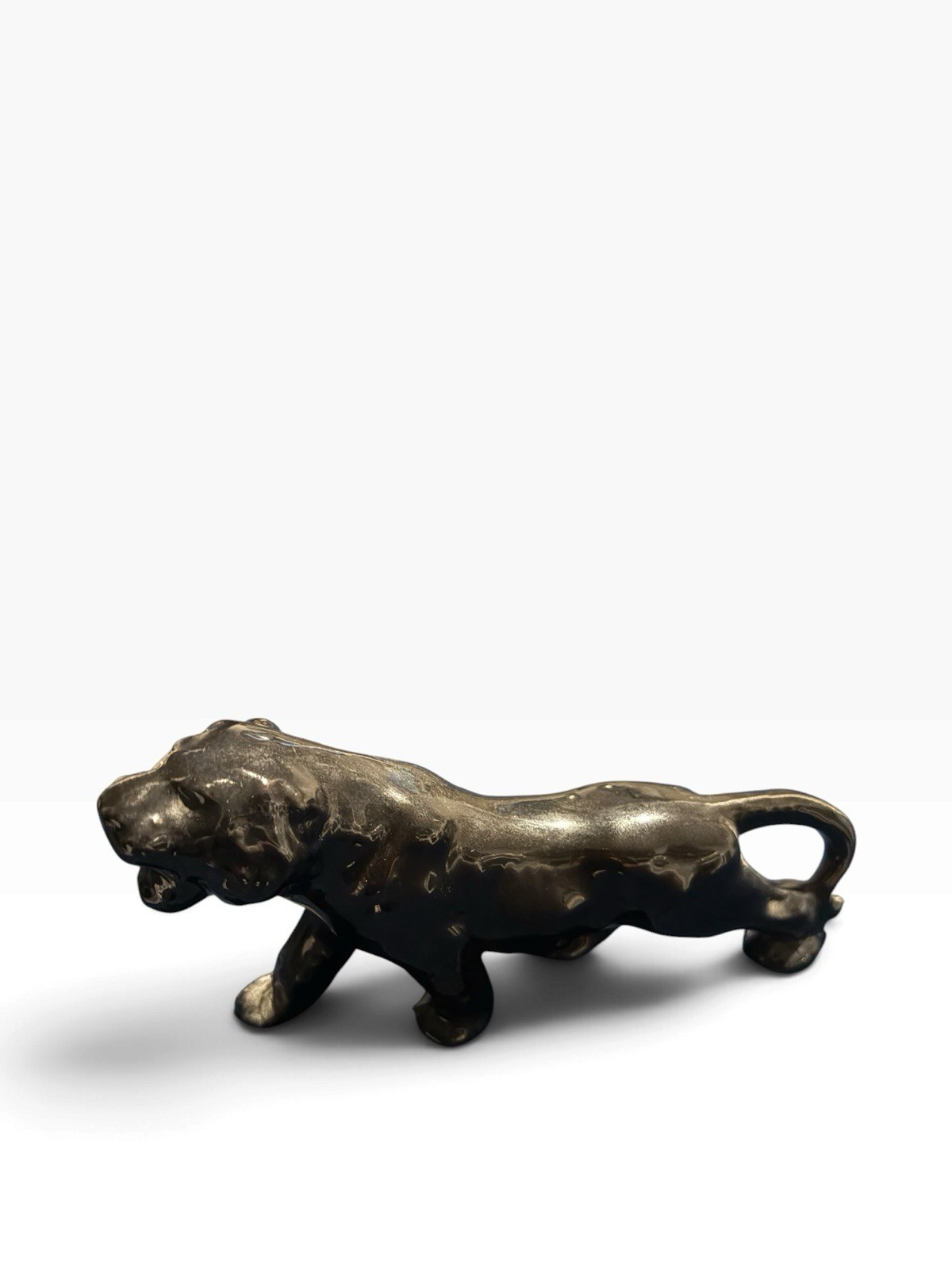 Vintage Ceramic 8” Black Panther 1950s MCM Stalking Posture