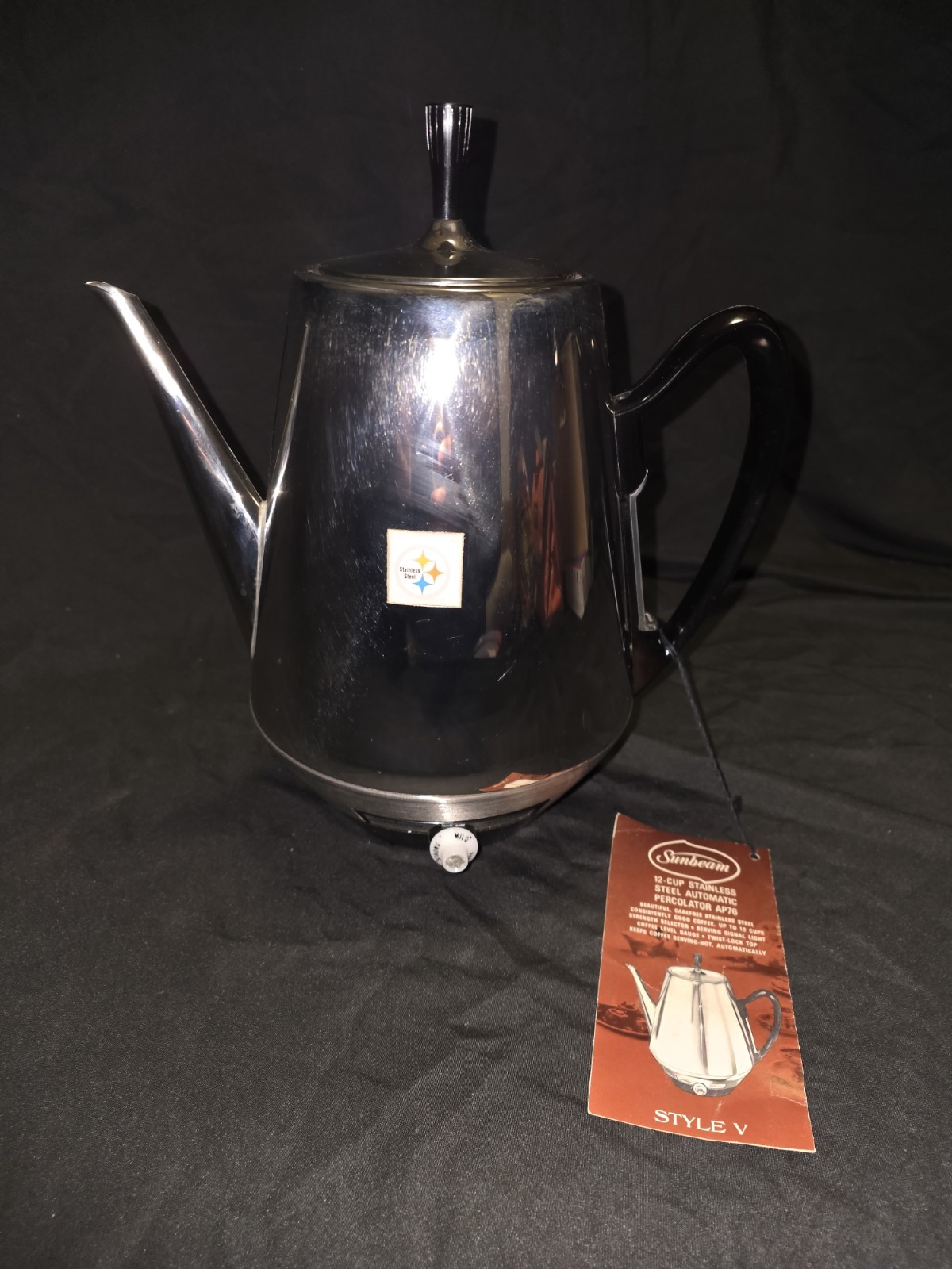 Vintage Sunbeam AP 76 Automatic 12 Cup Electric Coffee Percolator Chrome NEW