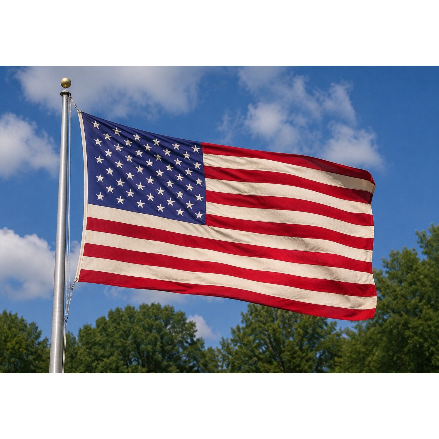 Vintage American Flag 104x60 USA Made Allied Materials Equipment Patriotic