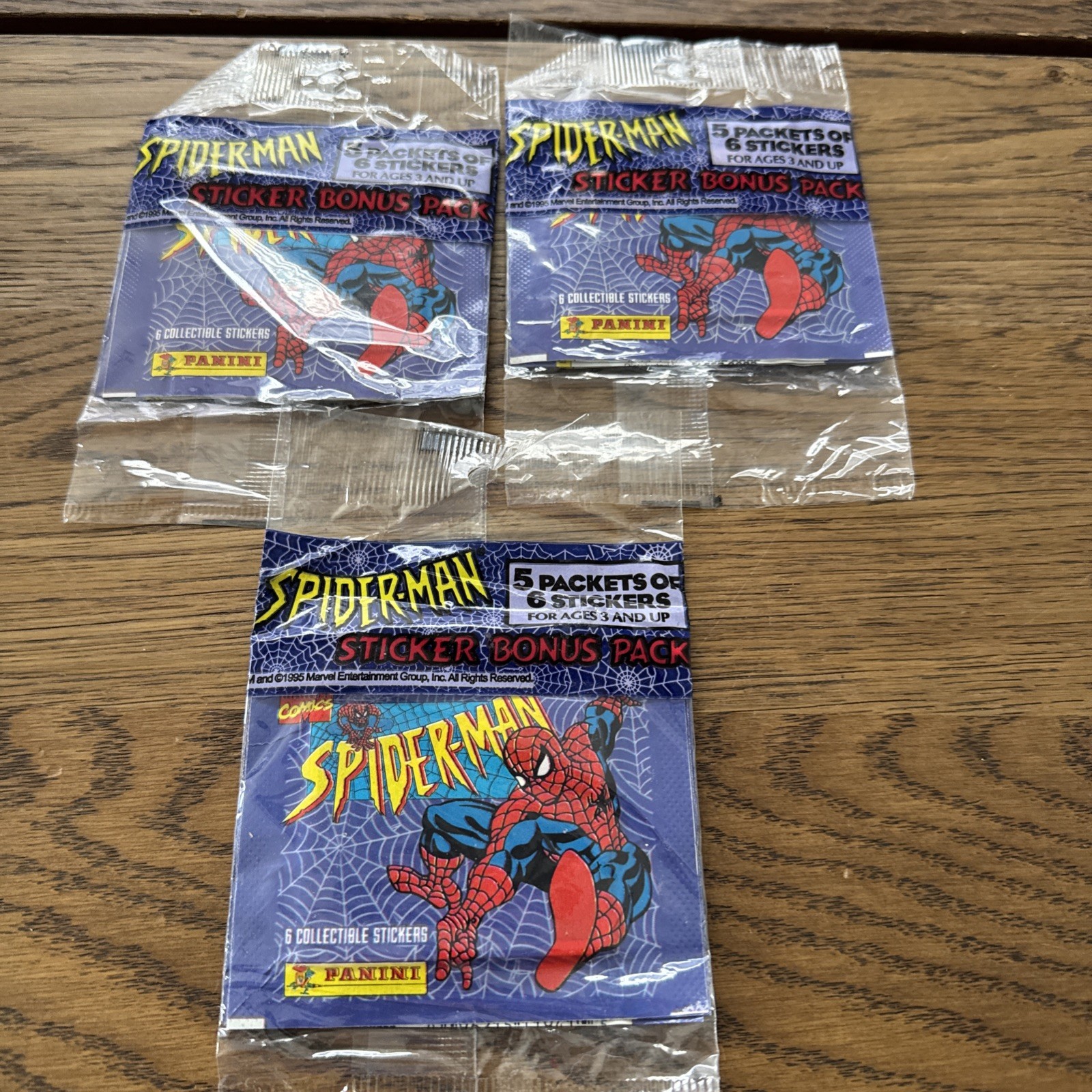 1995 Spider Man Panini Fleer Sticker Book Album Starter Set 3 Packs Marvel 1995 Spider Man Panini Fleer Sticker Book Album Starter Set 3 Packs Marvel