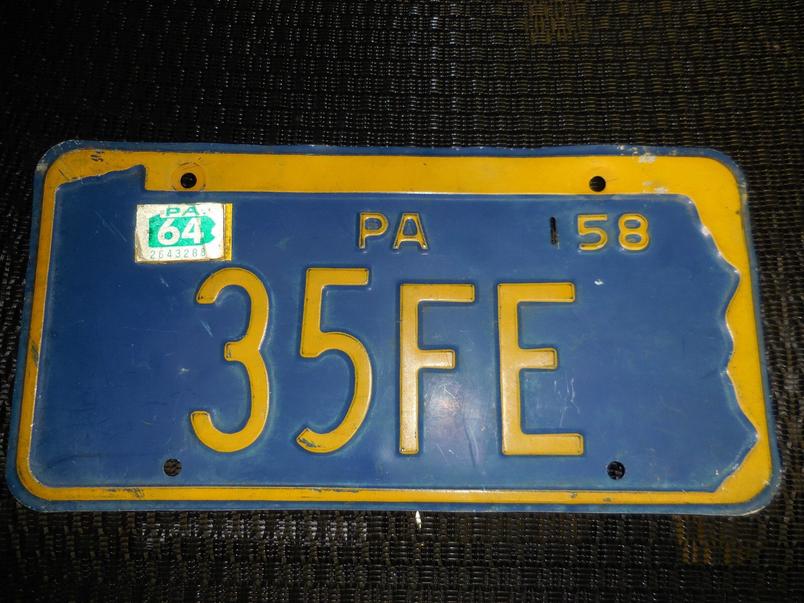 Vintage 1958 1964 Pa.License Plate Car Tag Auto plate# 35FE Ships FREE Vintage 1958 1964 Pa.License Plate Car Tag Auto plate# 35FE Ships FREE