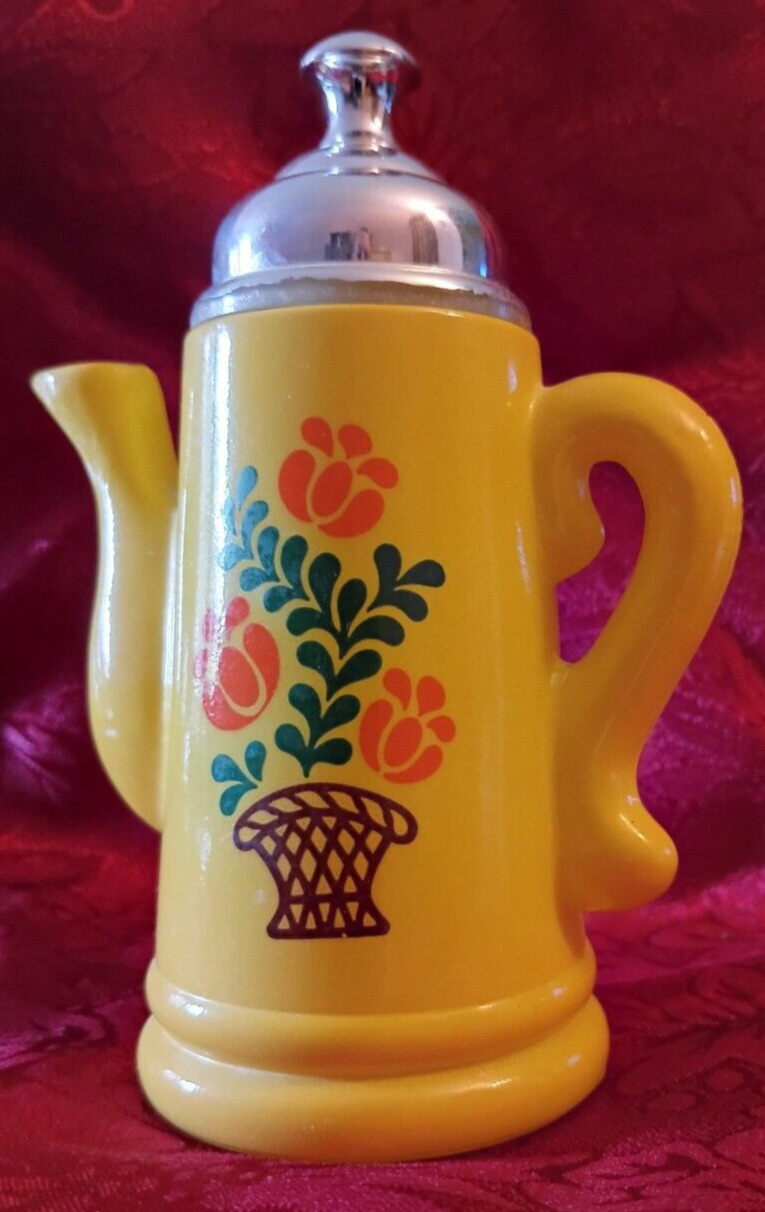 Vintage Avon Yellow Kettle with Floral Design