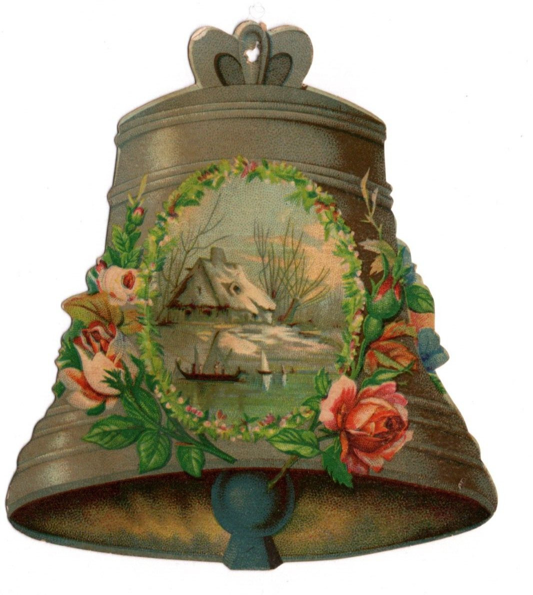 1880s Victorian Trade Card Chas F Shaw & Co Stationery Bell Winter Scene ~11729