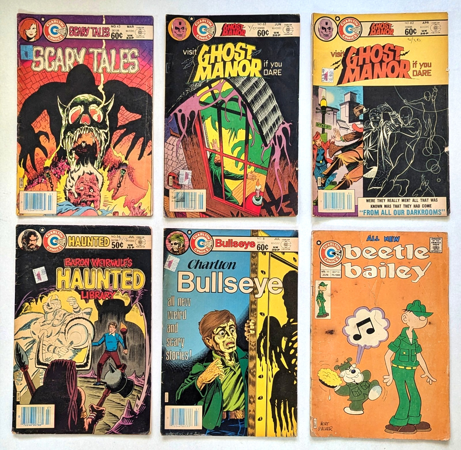 1975 Charlton Comics Beetle Bailey Ghost Manor Haunted Scary Tales Bullseye Lot 1975 Charlton Comics Beetle Bailey Ghost Manor Haunted Scary Tales Bullseye Lot