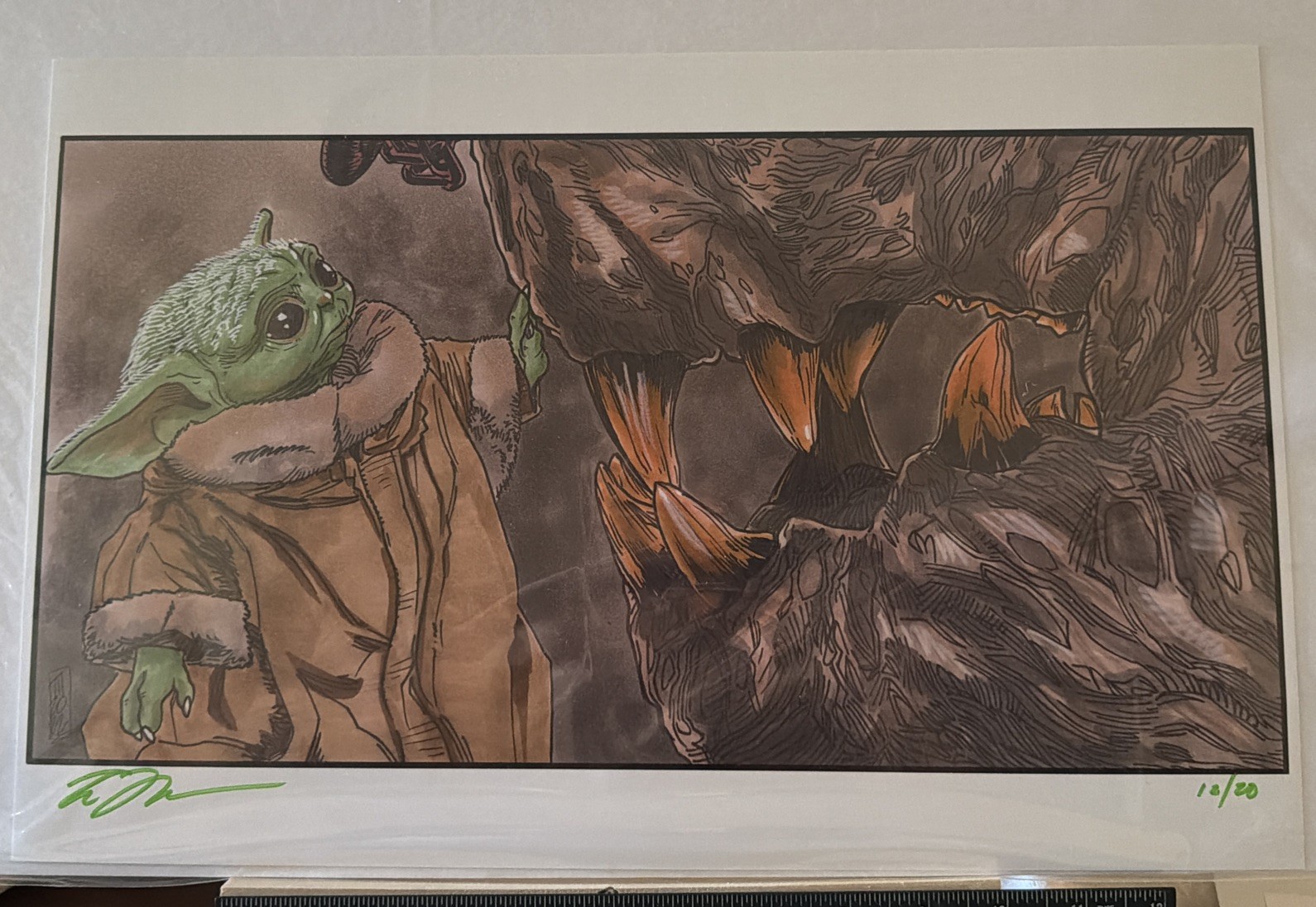 Tom Hodges Signed 11” X 17” Print Of Grogu Limited Of 20 Prints Signed