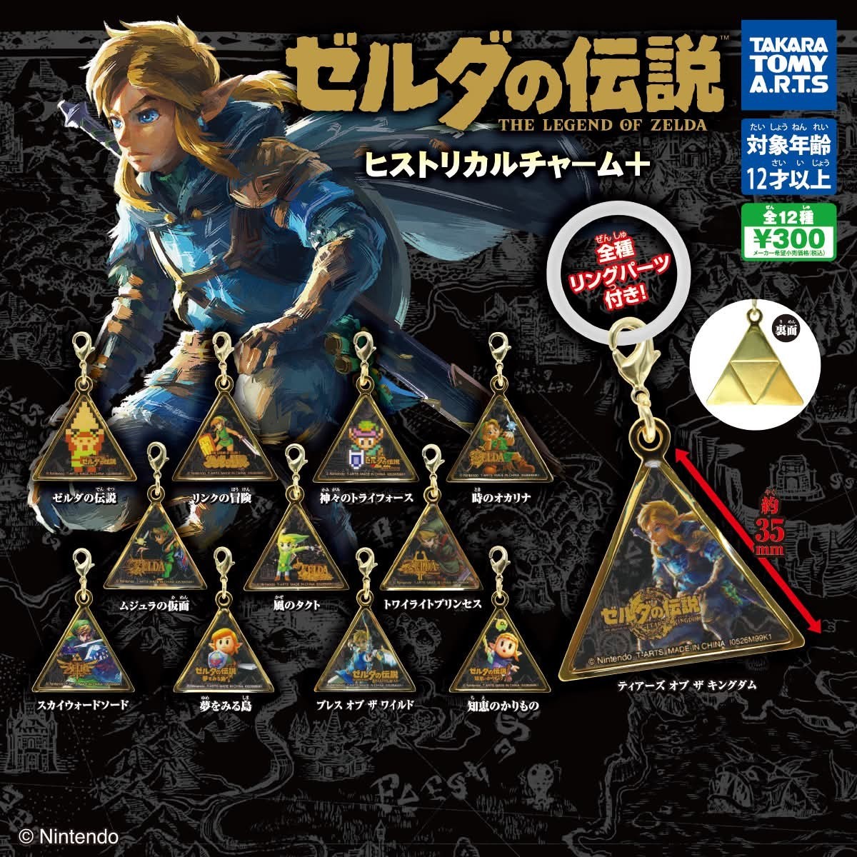 Zelda Historical Charm Plus Gashapon Complete Set 12 Triforce Metal Figure PSL