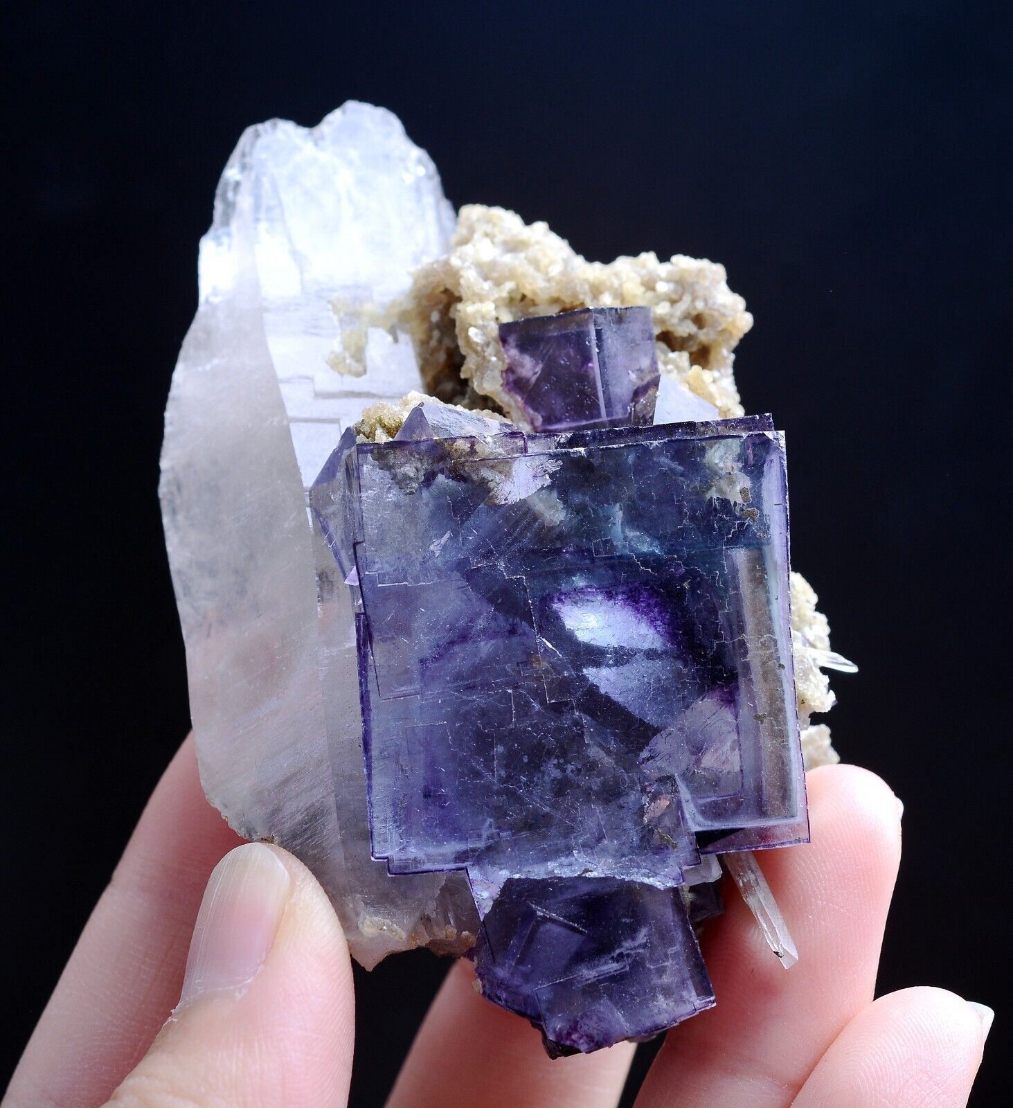 159g Natural Window Purple Fluorite Crystal Mineral Specimen /Yaogangxian China