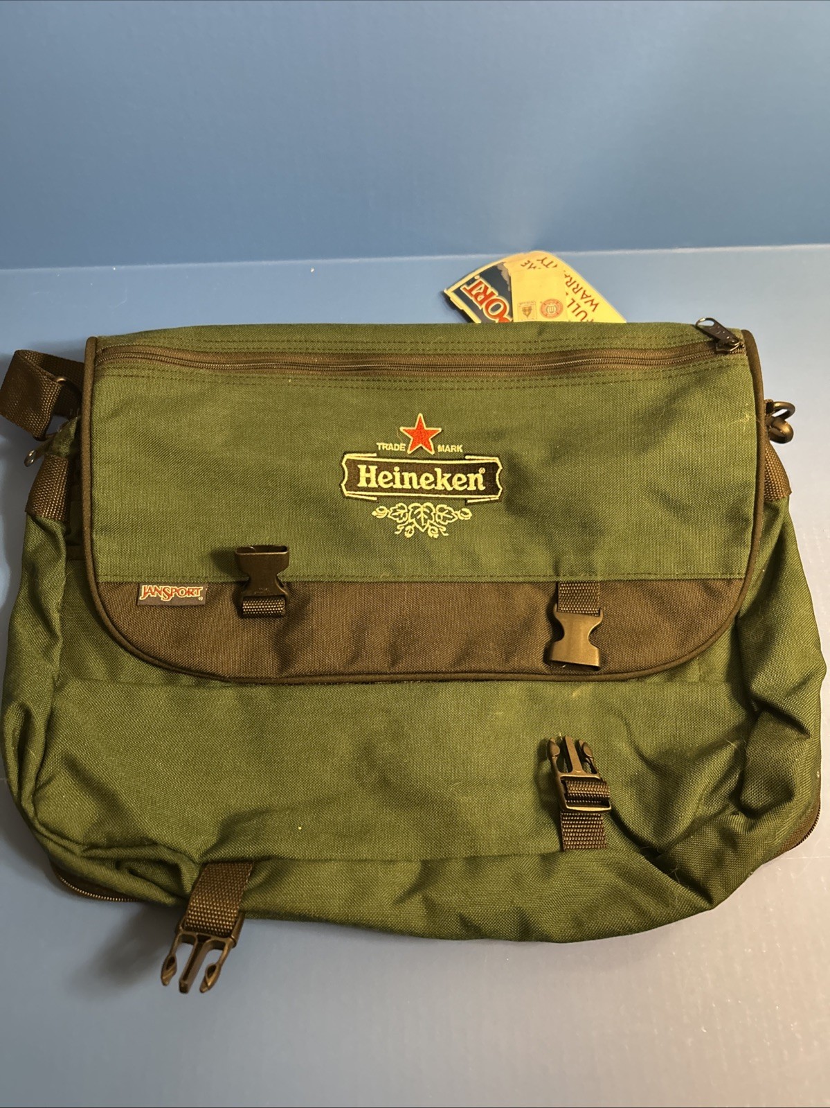 2 Jansport Heineken Day Pack Green Bags New with Tags Rare 90s