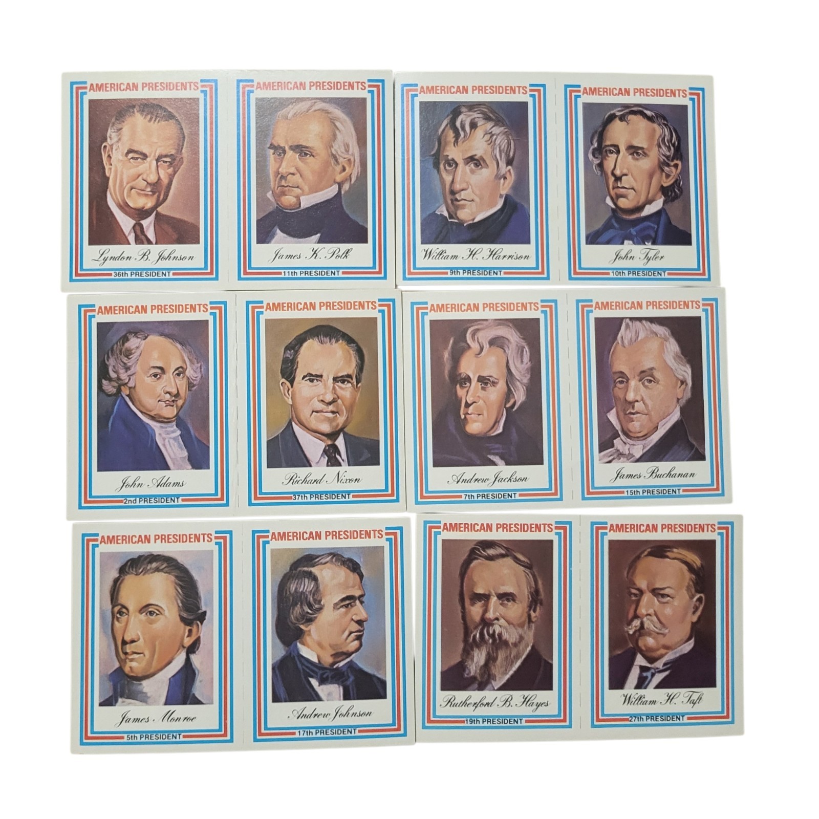 American Presidents 1974 Kellogg's Set of Trading Cards Lot Of 12 Incomplete Set
