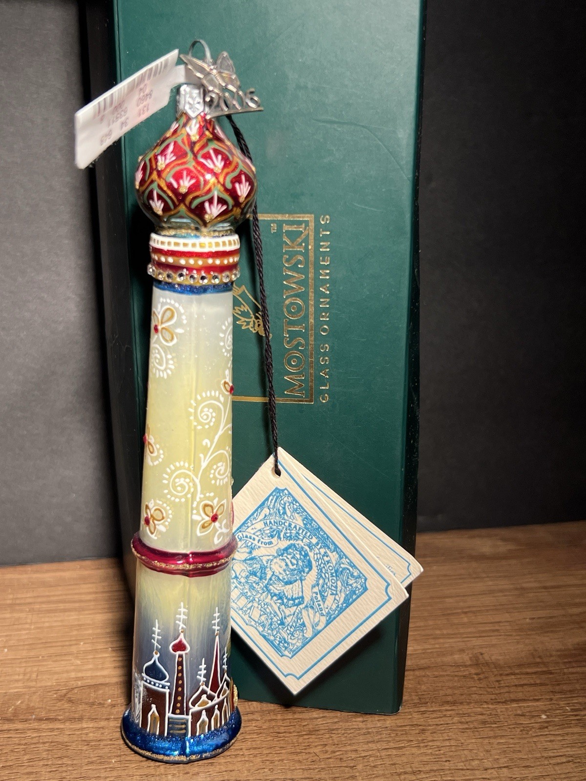 VTG MOSTOWSKI GLASS BLOWN ORNAMENT RUSSIAN TOWER #63511 NEIMAN MARCUS EXCLUSIVE 