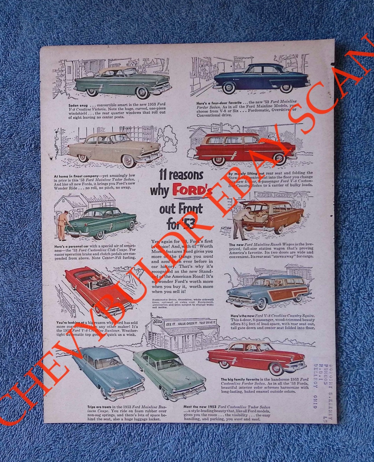 1953 Ford Cars and Station Wagons Vintage Article 