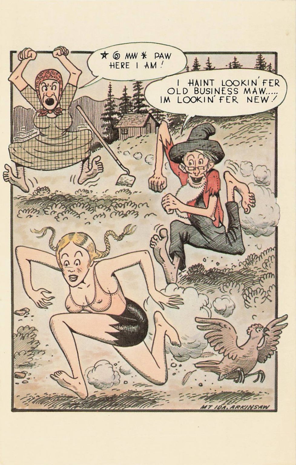Vintage Comic Postcard Mt. Ida Arkansas Pat\'s Market \ Vintage Comic Postcard Mt. Ida Arkansas Pat\'s Market \