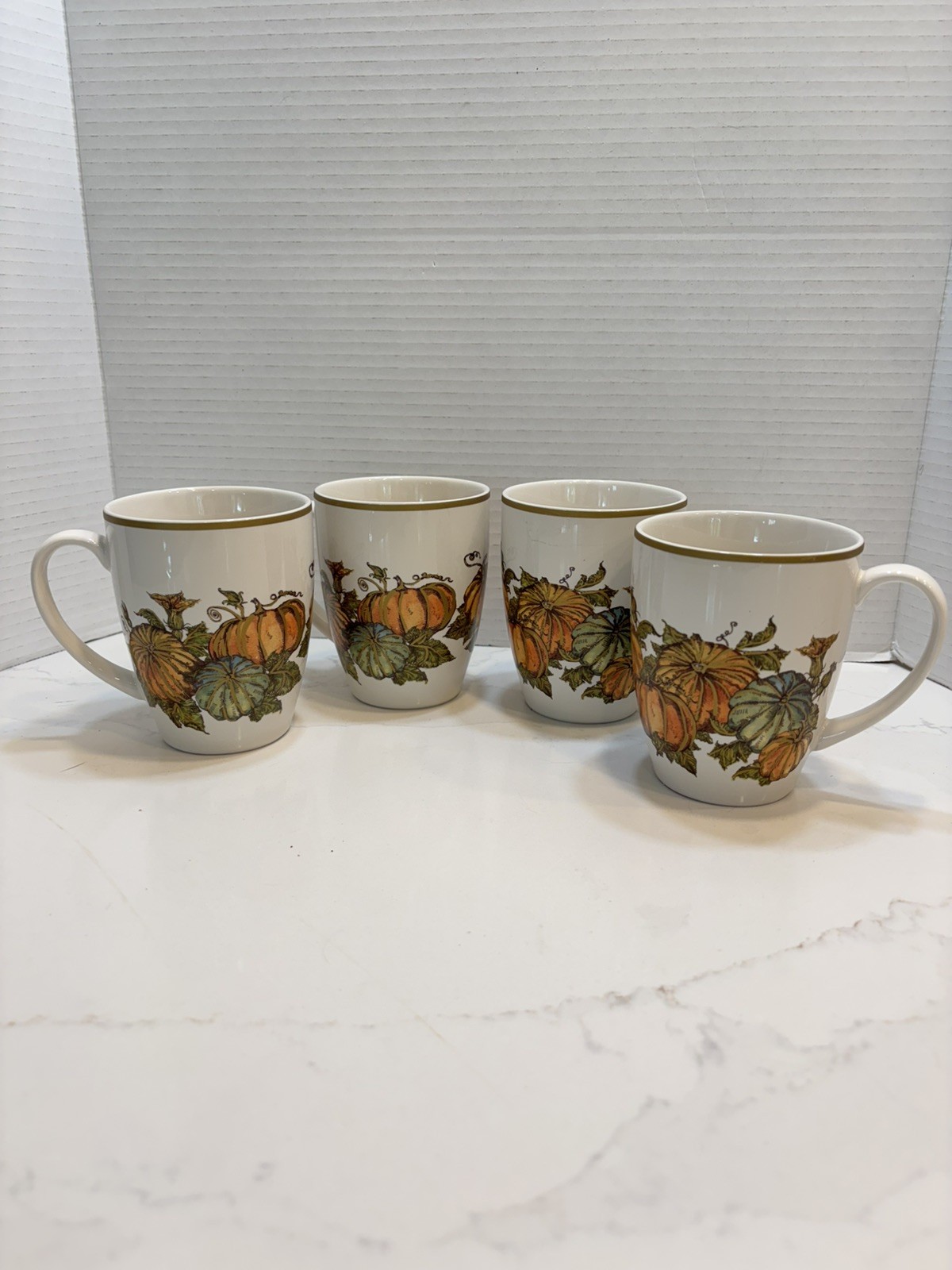 Potter Barn Coffee Tea Mug Pumpken Gourd (Set 4)