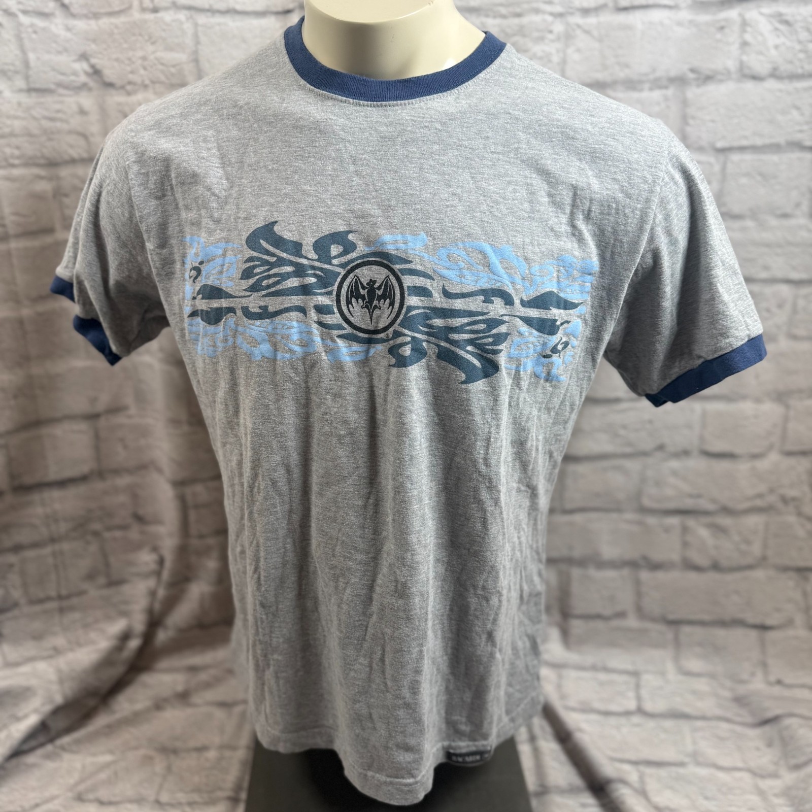 Vintage Bacardi Rum XL Ringer T-Shirt Bat Logo Cotton Vintage Bacardi Rum XL Ringer T-Shirt Bat Logo Cotton
