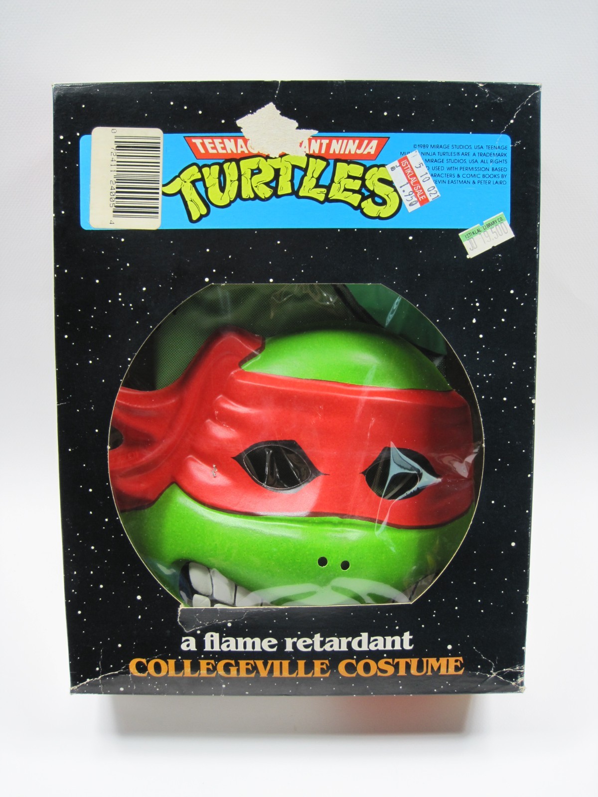 Vintage Rare 1988 Teenage Mutant Ninja Turtles Collegeville Raphael Costume Mask