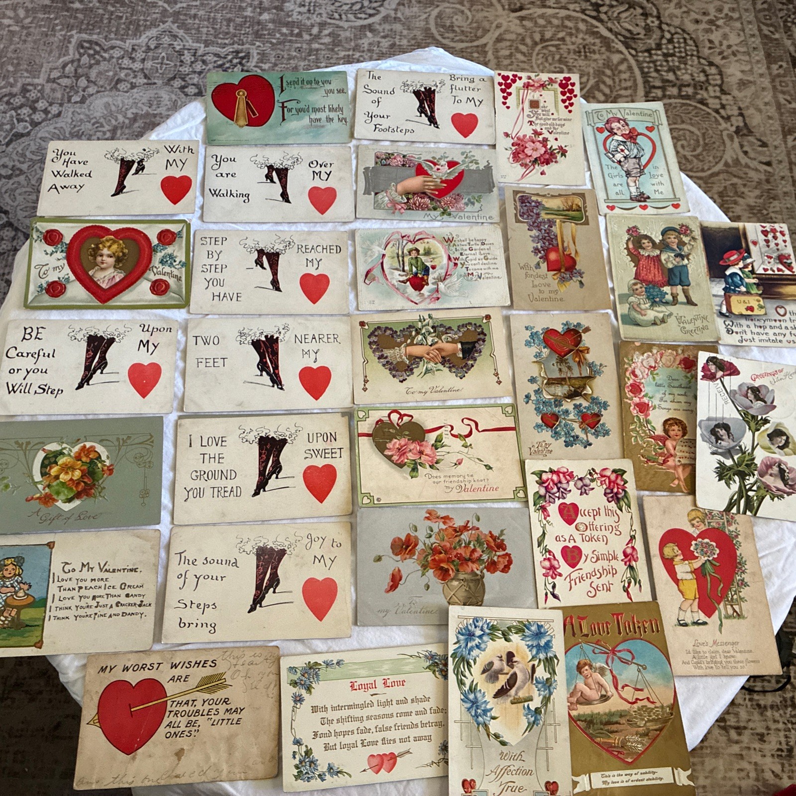 Lot 33 Vtg Valentine Postcards, early 1900s Card  Hearts  Flowers  Americana