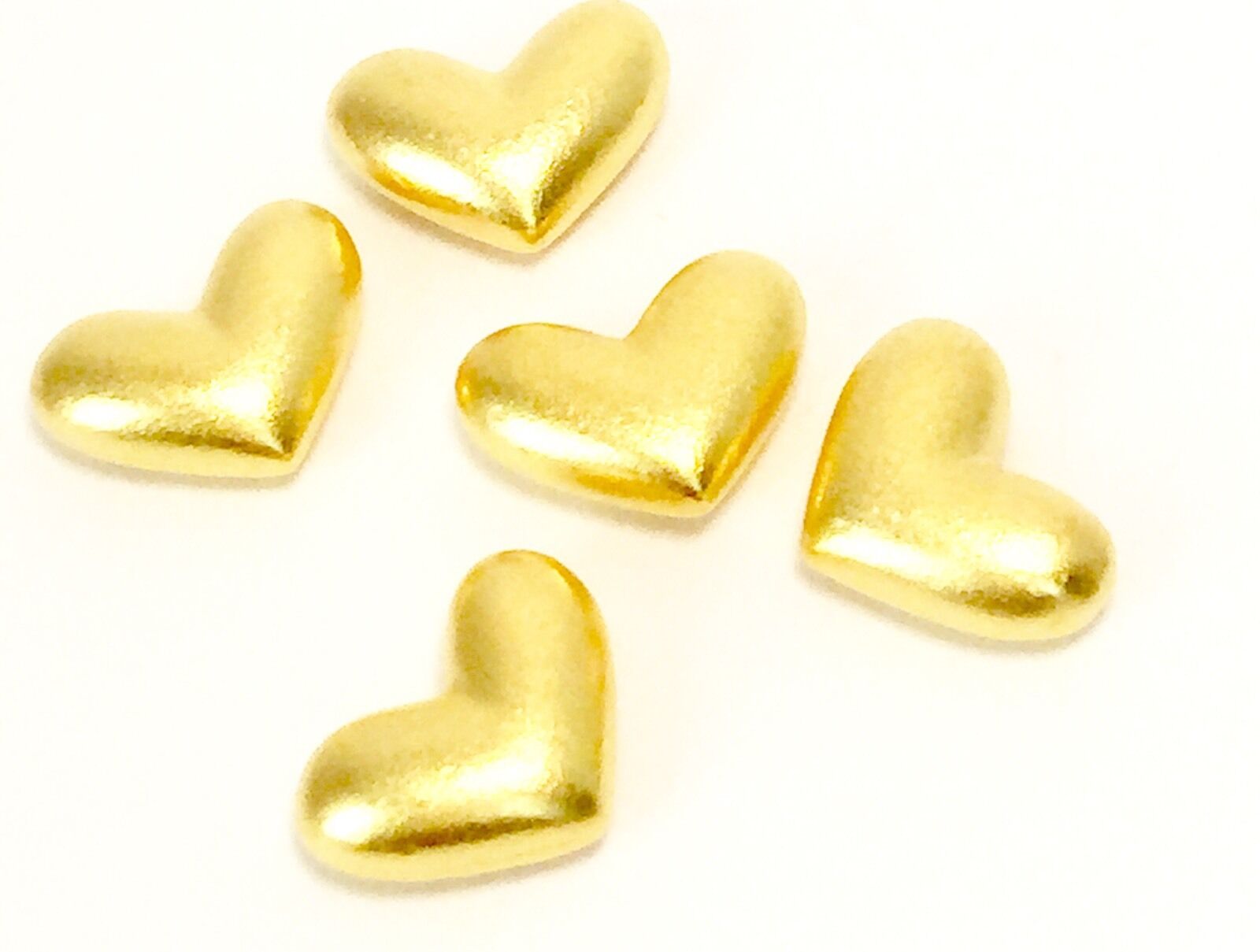 Set of 5 Pocket Golden Hearts - Solid Pewter
