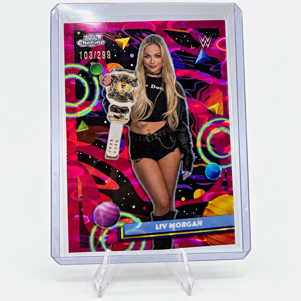 Topps 2025 Topps Chrome WWE Liv Morgan #115 Serial Numbered 103/299