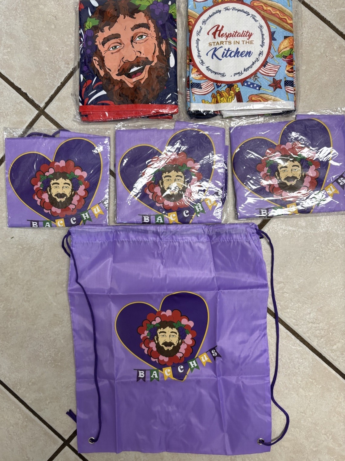 Krewe Of Bacchus 6 Bags Fabric & Tyvek - All New Unused MIP