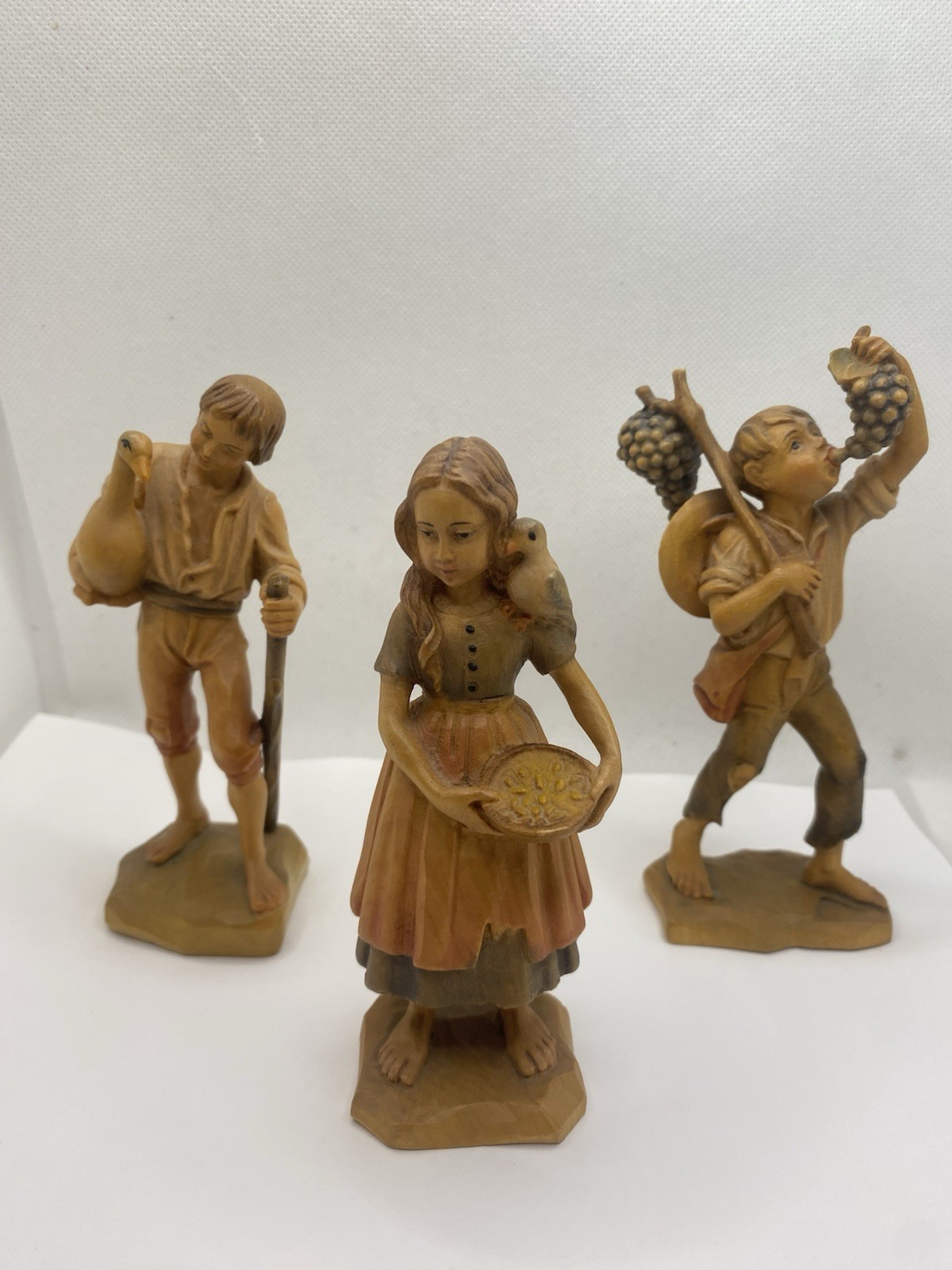 Vintage Hand Carved Wooden Figures “Little Lisa” And Set