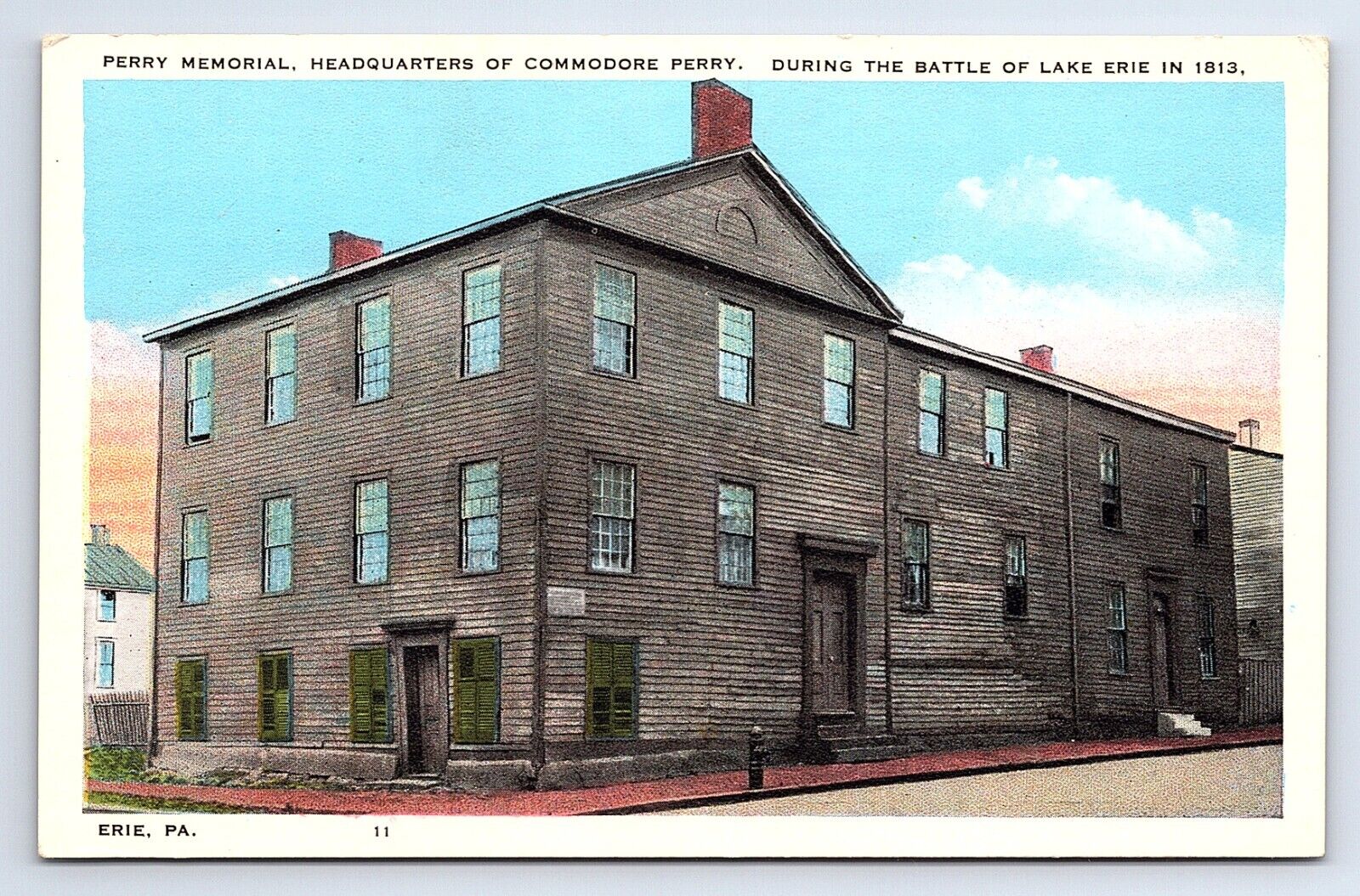 Postcard Perry Memorial Headquarters of Commodore, Battle of Lake Erie PA