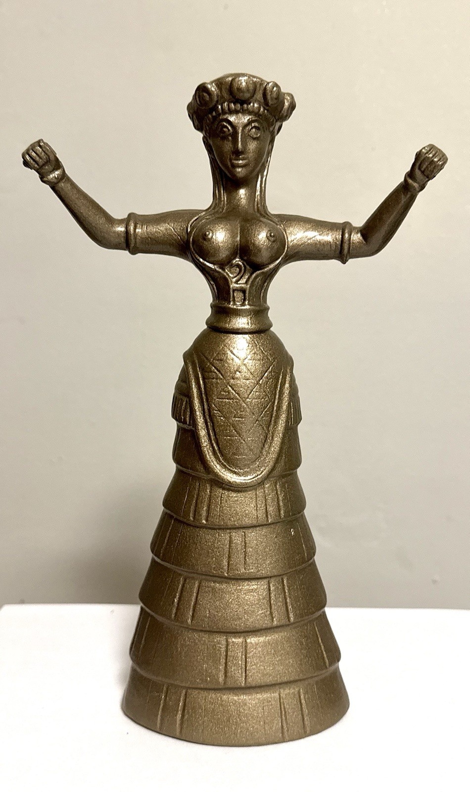 Minoan Goddess Figurine Bronze Tone Ancient Crete Style Female Statue Decor