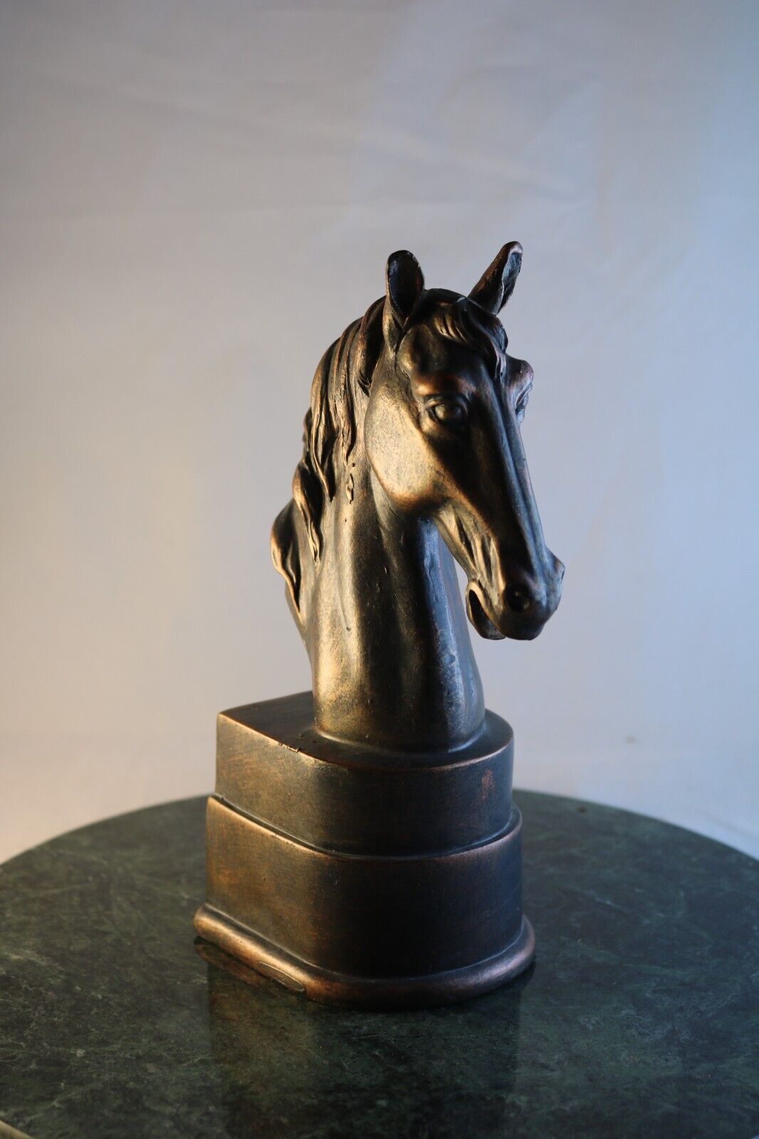 Vintage 1970s-1980s Horse Head Equestrian Sculpture Bronze Color