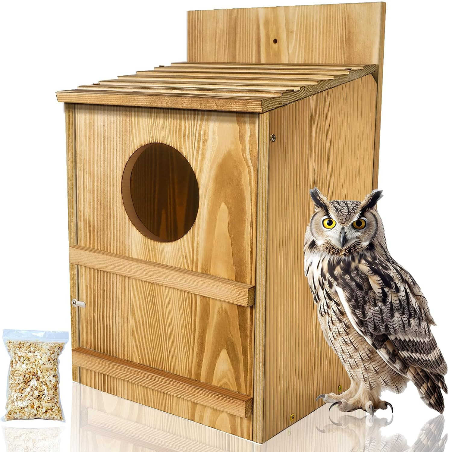 Owl House-Wooden Owl Box Owl Houses for Outdoors Suitable for Barn Owl Nesting