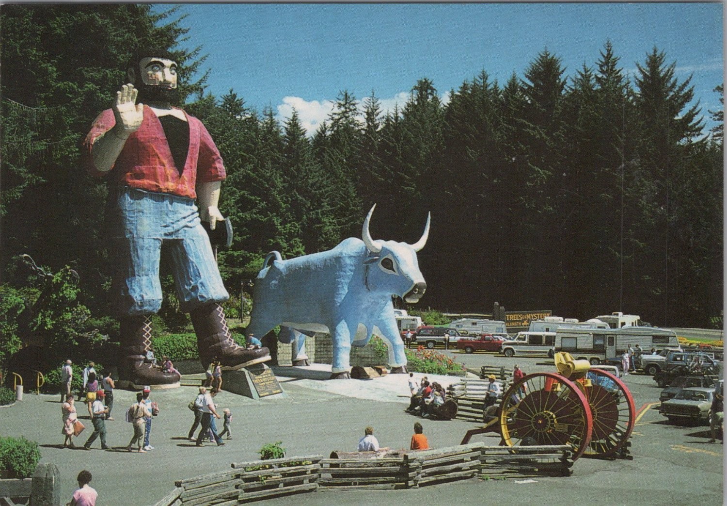 Trees of Mystery Paul Bunyan Babe Blue Ox Klamath CA Postcard FVN Corp Unposted