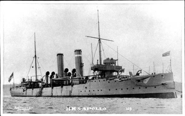 British Royal Navy Battleship Cruiser Hms Apollo Shipping Naval Old Photo